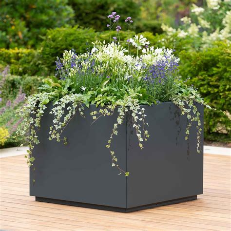 outdoor metal planter boxes|decorative metal outdoor flower planters.